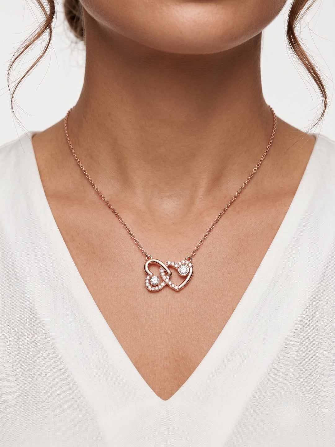 925 Sterling Silver Eternal Bond Interlocking Hearts Necklace for Women
