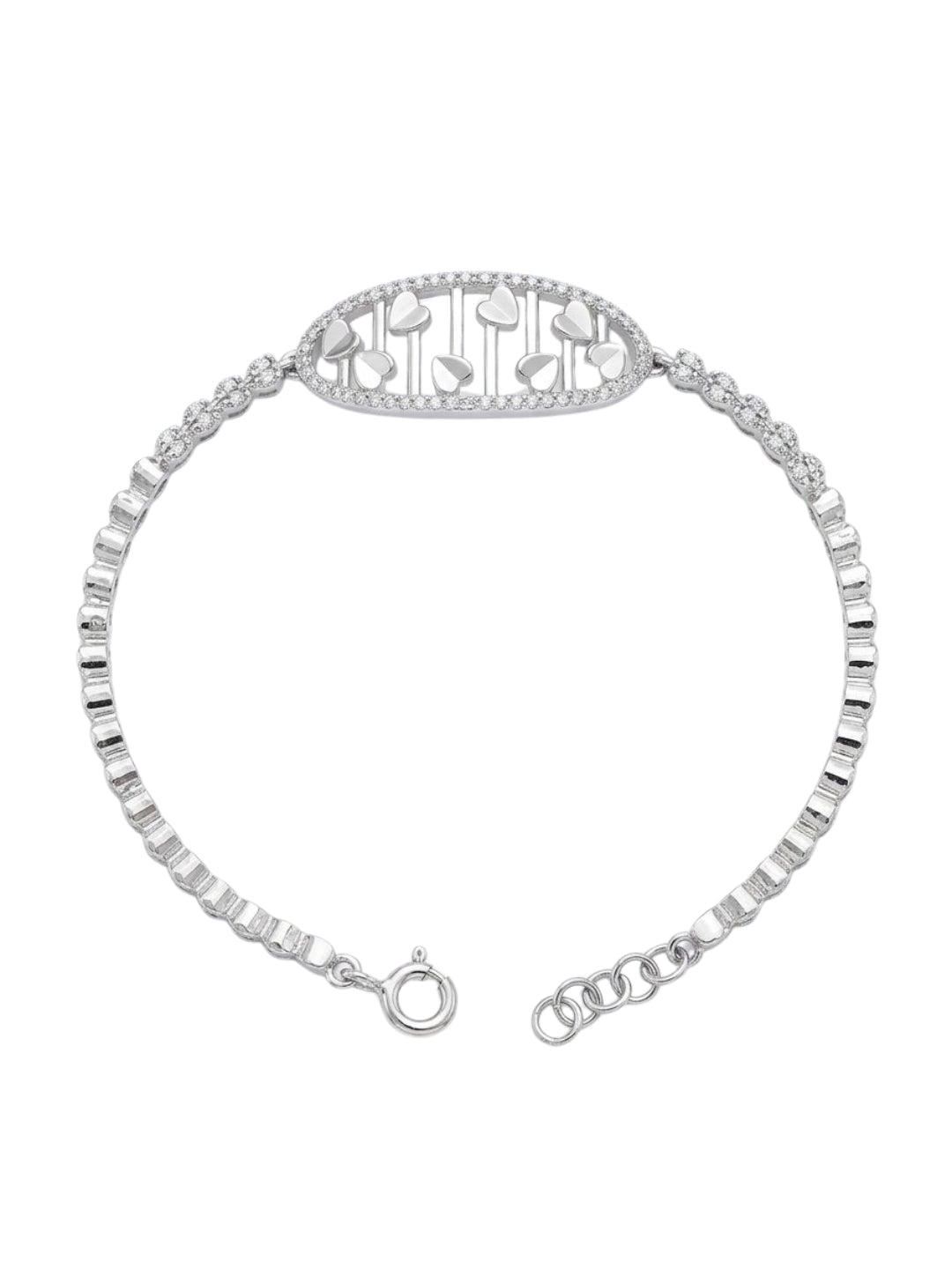 92.5 Sterling Silver Clover Charm Tennis Bracelet for Women