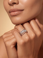 925 Sterling Silver Marquise Cluster Crossover Ring for Women