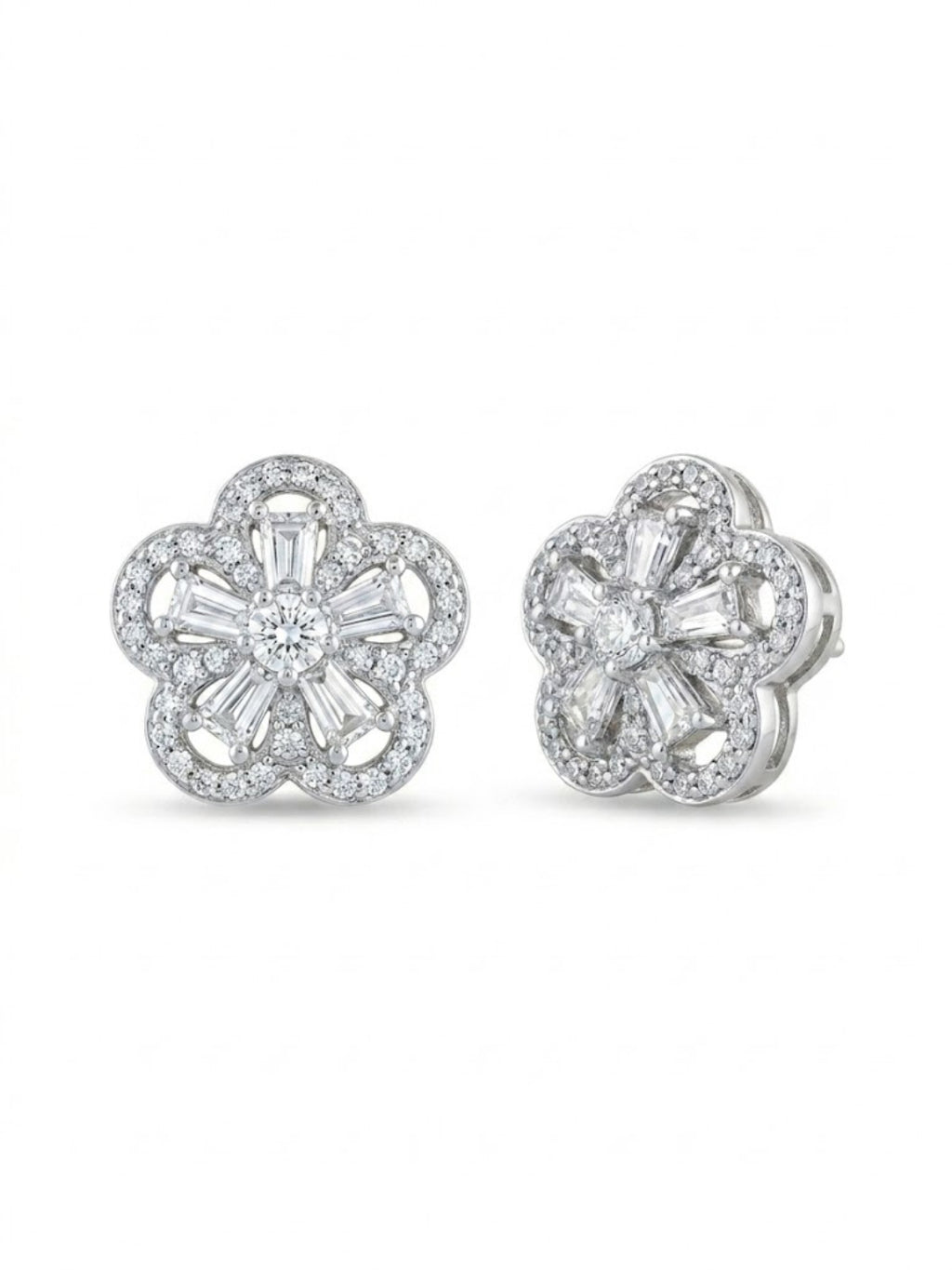 925 Silver Flower Stud Earrings for Women
