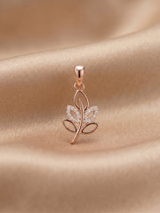 925 Sterling Silver Rose Blossom Leaf Pendant Set with Earrings