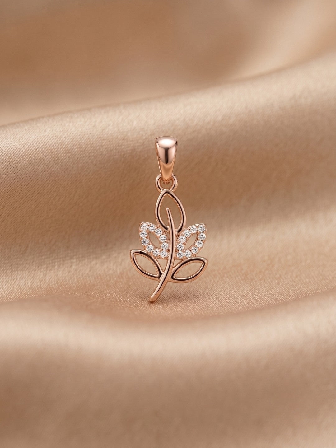925 Sterling Silver Rose Blossom Leaf Pendant Set with Earrings
