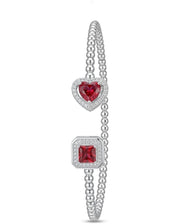92.5 Sterling Silver Ruby Romance Double Charm Bracelet for Women