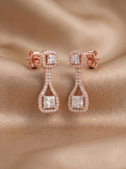 925 Sterling Silver Princess Halo Grace Pendant Set with Earrings
