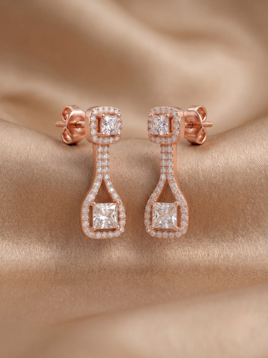 925 Sterling Silver Princess Halo Grace Pendant Set with Earrings