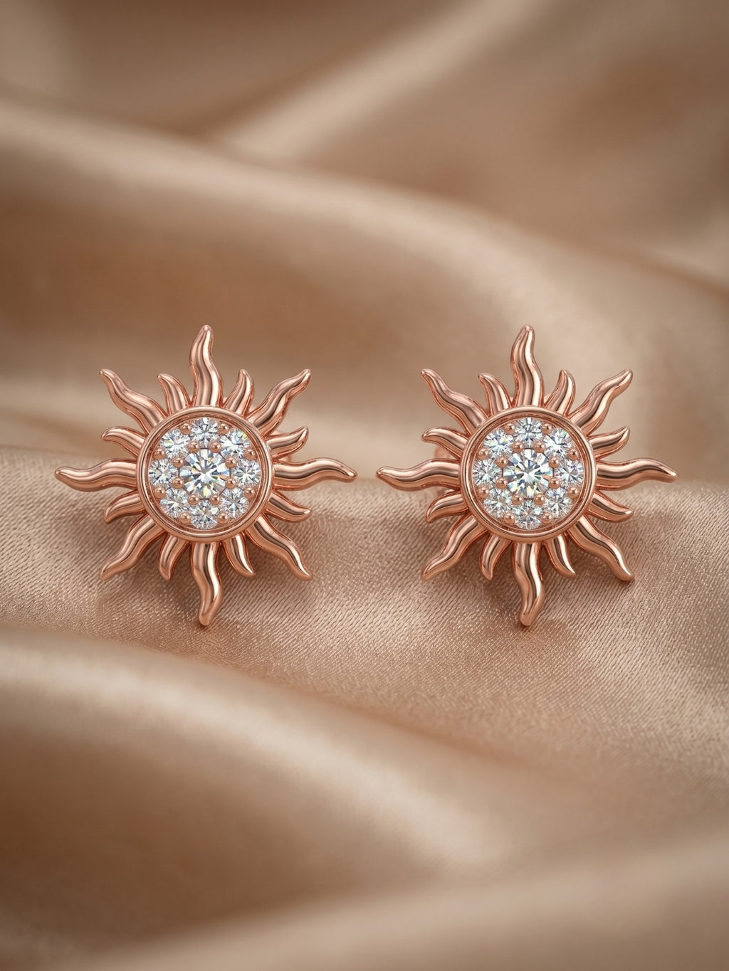 925 Sterling Silver Radiant Sunburst Pendant Set with Earrings