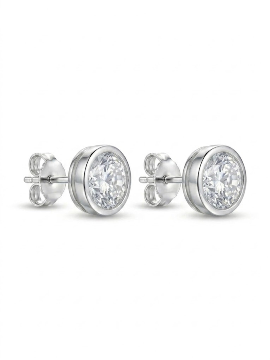 925 Silver Round Stud Earrings for Women