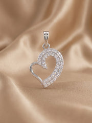 925 Sterling Silver Sparkling Open Heart Pendant Set with Earrings
