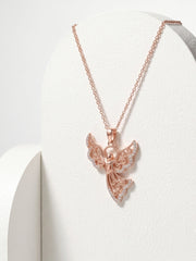 925 Sterling Silver Celestial Grace Angel Filigree Necklace for Women