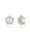 925 Silver Pearl Flower Stud Earrings for Women