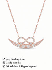 925 Sterling Silver Eternal Infinity Smile Crescent Necklace for Women