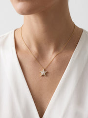 925 Sterling Silver Golden Celestial Star Necklace for Women