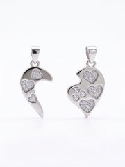 925 Sterling Silver Sparkling Multi-Heart Couple Pendant Without Chain