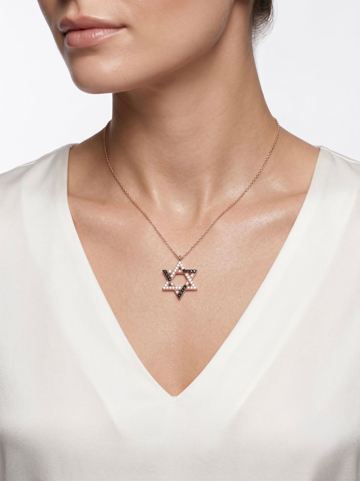 925 Sterling Silver Black & White Star Necklace for Women