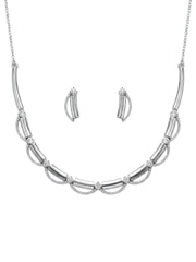 925 Sterling Silver Silver Grace Arc Necklace Set with earrings