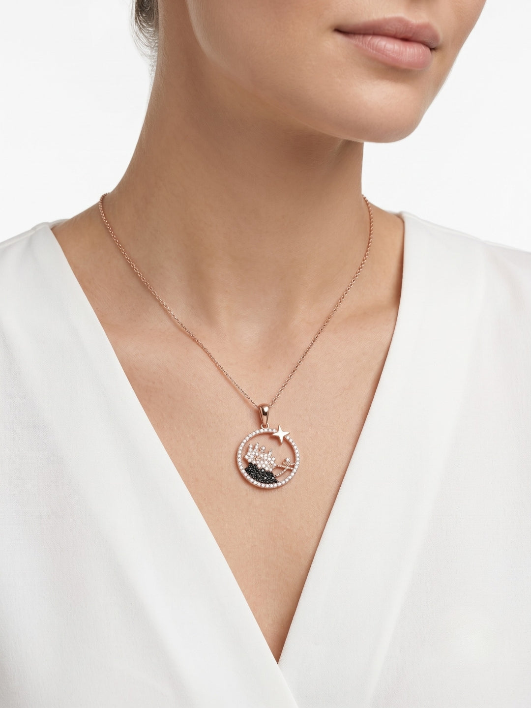 925 Sterling Silver Rose Gold Fairy Garden Necklace for women