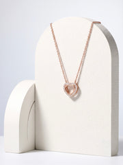 925 Sterling Silver Double Heart CZ Halo Necklace for Women