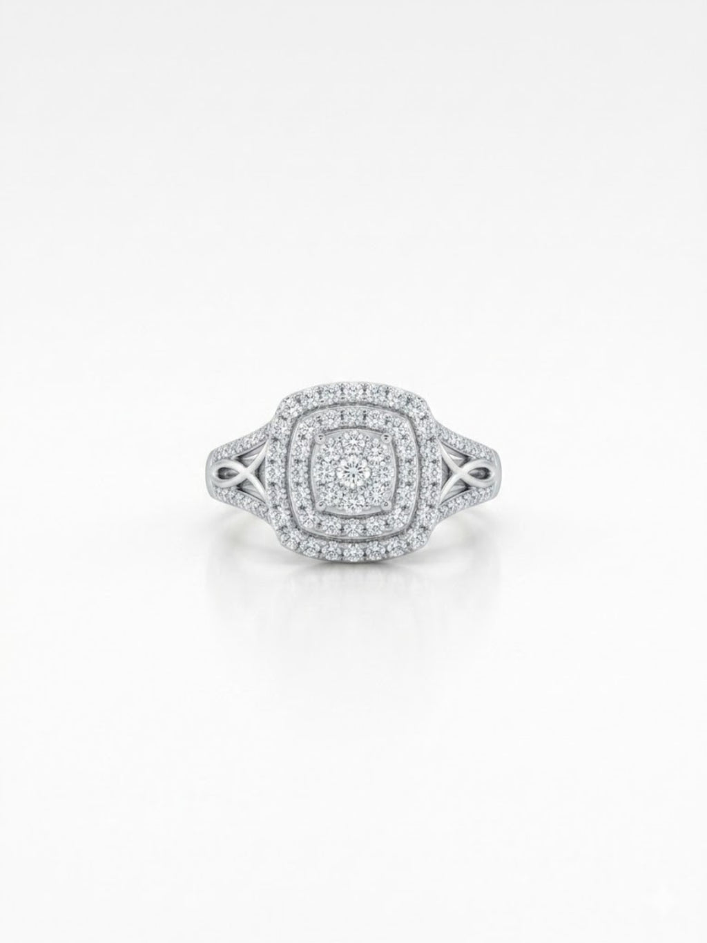 925 Silver Infinity Halo Diamond Ring for Women