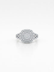 925 Silver Infinity Halo Diamond Ring for Women