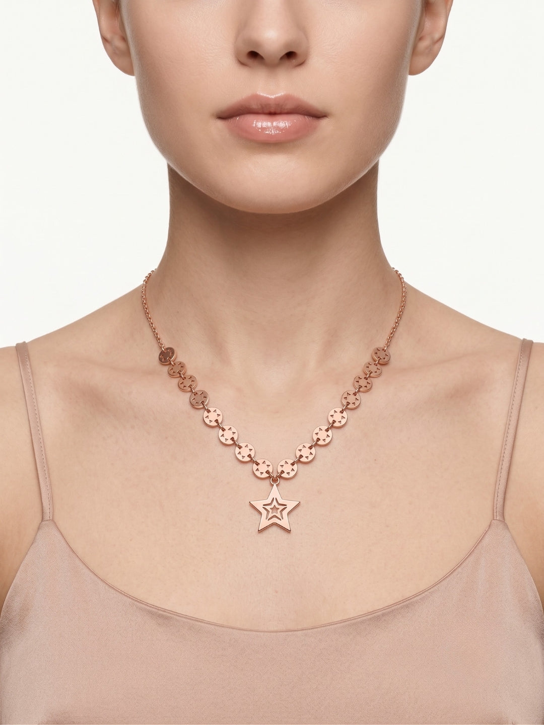 925 Sterling Silver Textured Disc Star Pendant Necklace For Women