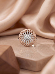 925 Sterling Silver Floral Mandala Statement Ring for Women