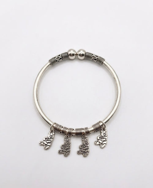 92.5 Sterling Silver Teddy Charm Silver Bracelet for Women