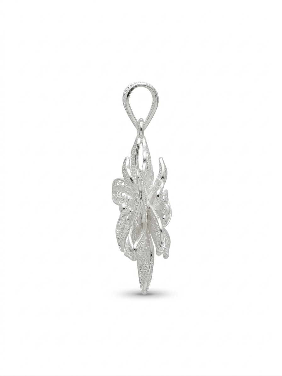 925 Sterling Silver Snow Blossom Filigree Pendant For Women