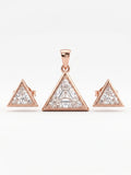 925 Sterling Silver Royal Trillion Diamond Pendant Set with Earrings