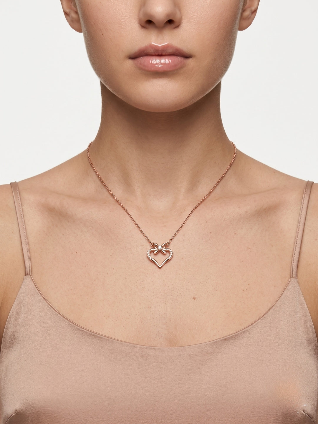 925 Sterling Silver Bow Heart Necklace for women