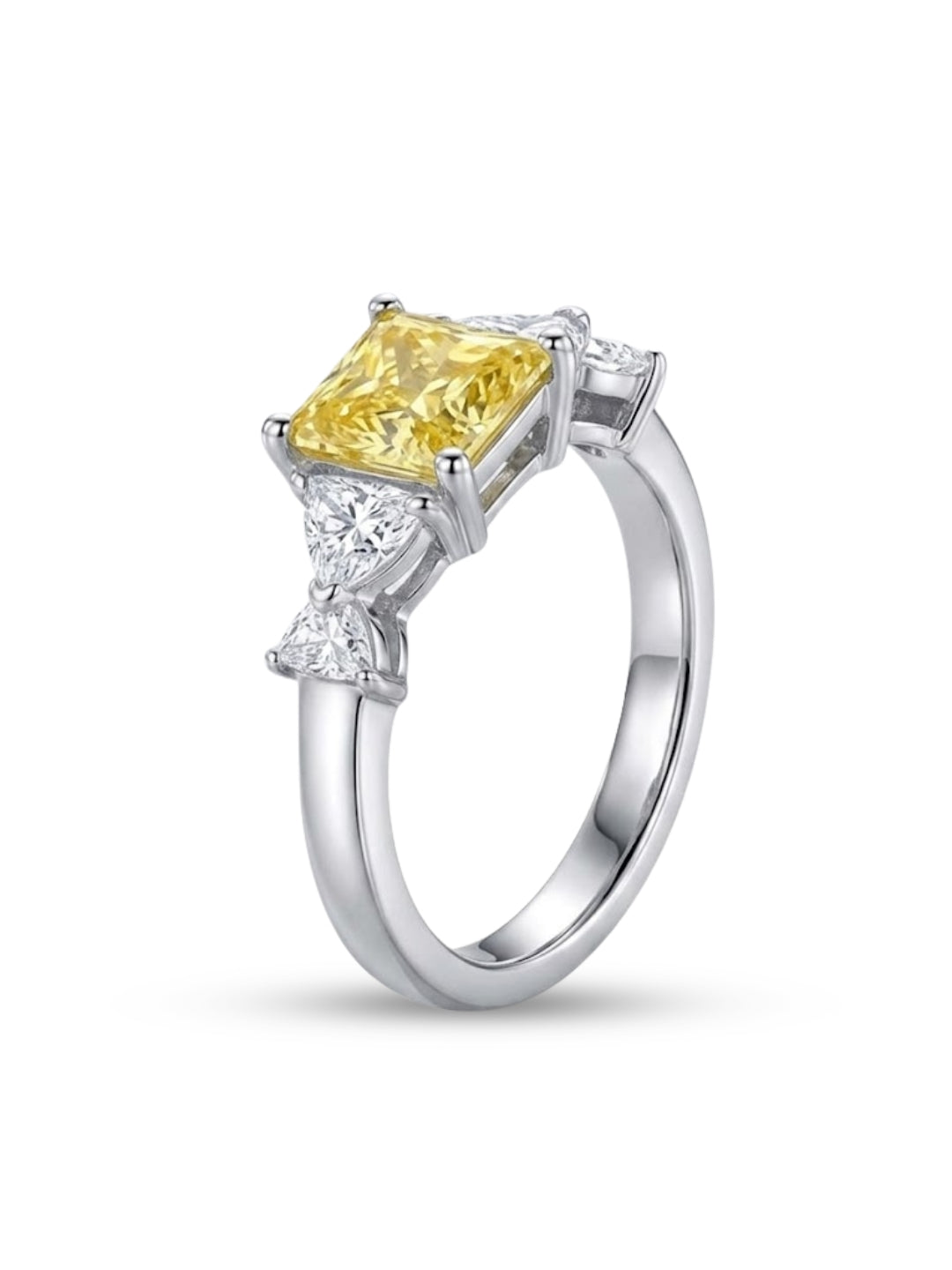 925 Silver Golden Princess Solitaire Ring for Women