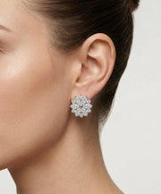925 Silver Floral Marquise Stud Earrings for Women