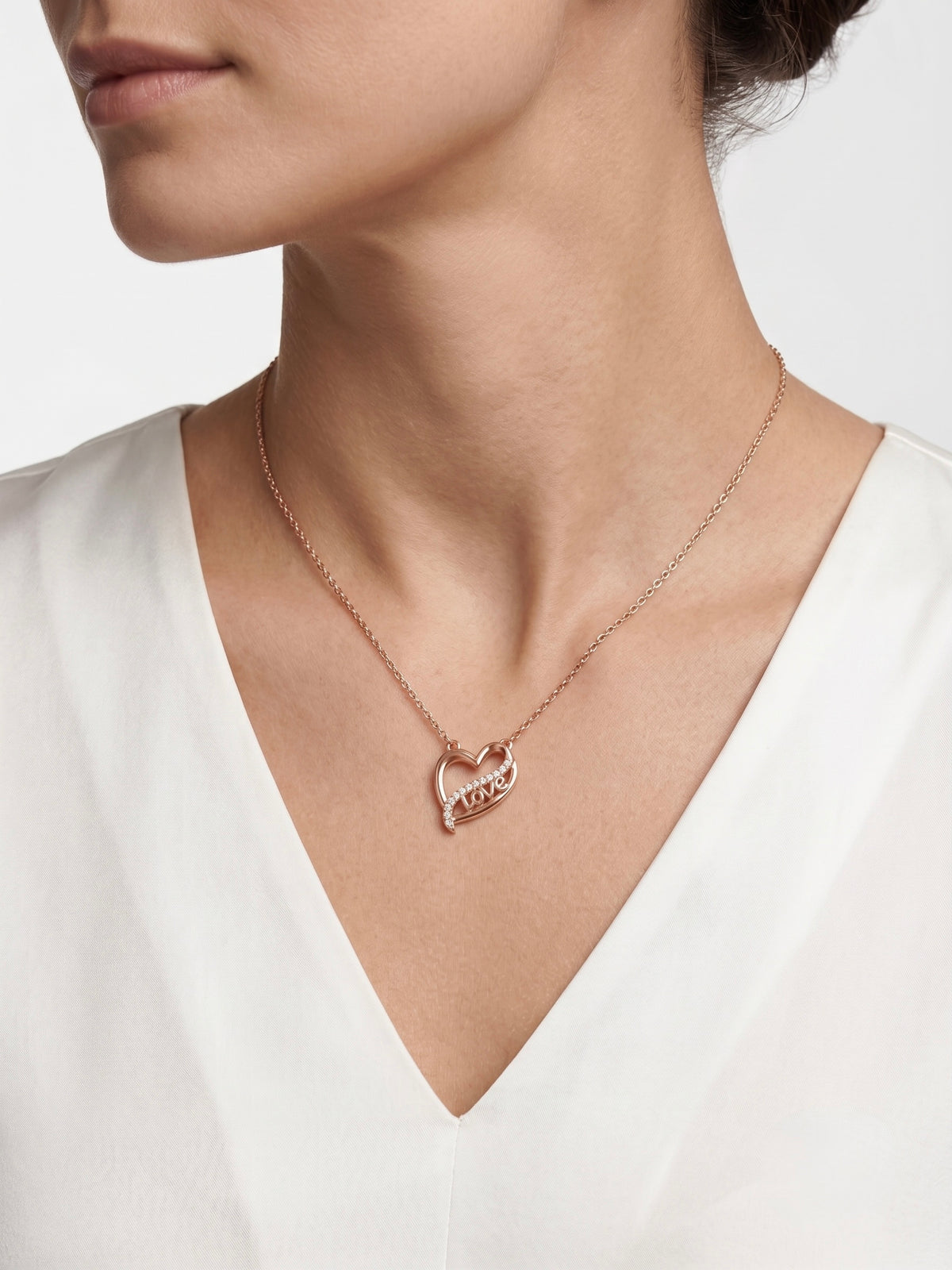 925 Sterling Silver Love Heart Pendant Necklace for Women