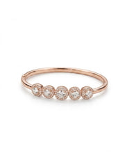 92.5 Sterling Silver Rose Gold Five Halo Diamond Bracelet for Women