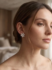 925 Silver Earrings Bloom Flower Stud Earrings for Women