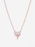 925 Sterling Silver Rose Gold Open Heart Cubic Zirconia Pendant Necklace for Women