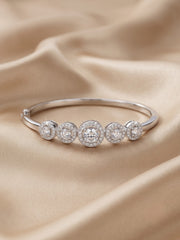 92.5 Sterling Silver Five Stone Halo Diamond Bracelet for Women