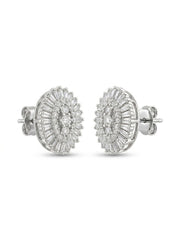 925 Silver Oval Halo Stud Earrings for Women