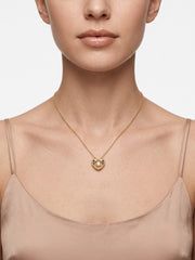 925 Sterling Silver Golden Solitaire stone Heartness Necklace for women