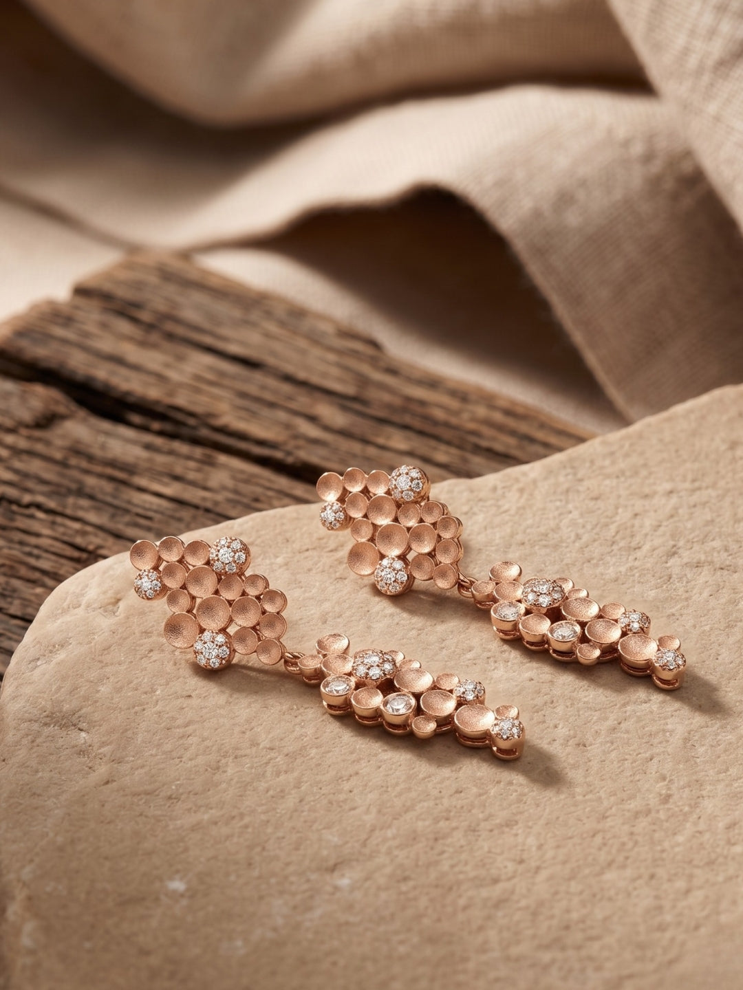 925 Silver Rose Gold Bubble Drop Earrings for Women