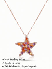 925 Sterling Silver Aurora Sea Star Gemstone Necklace For Women