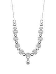 925 Sterling Silver Emerald Halo Drop Necklace Set with earrings