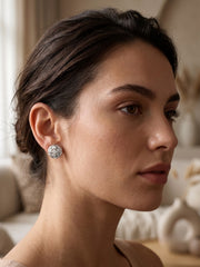 925 Silver Rose Bloom Stud Earrings for Women