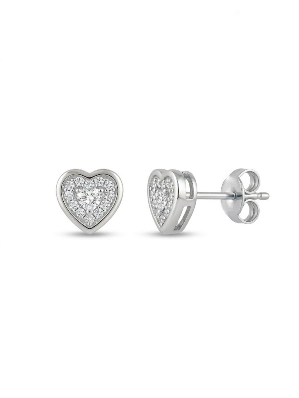 925 Silver Heart Stud Earrings for Women