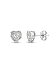 925 Silver Heart Stud Earrings for Women