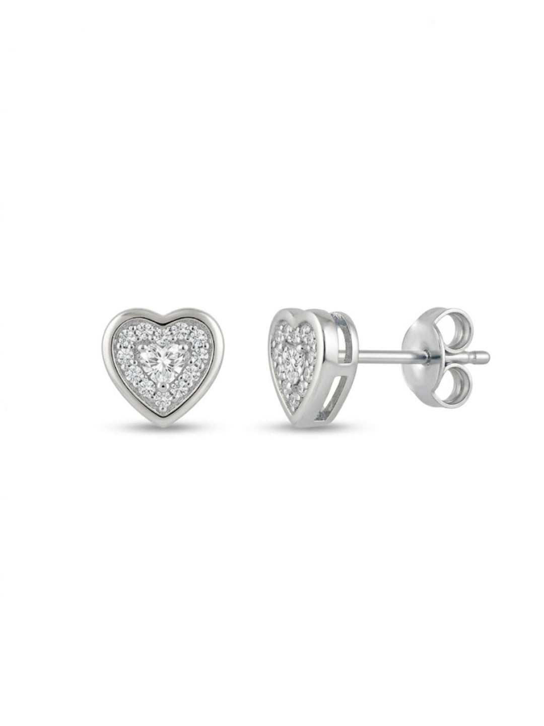 925 Silver Heart Stud Earrings for Women