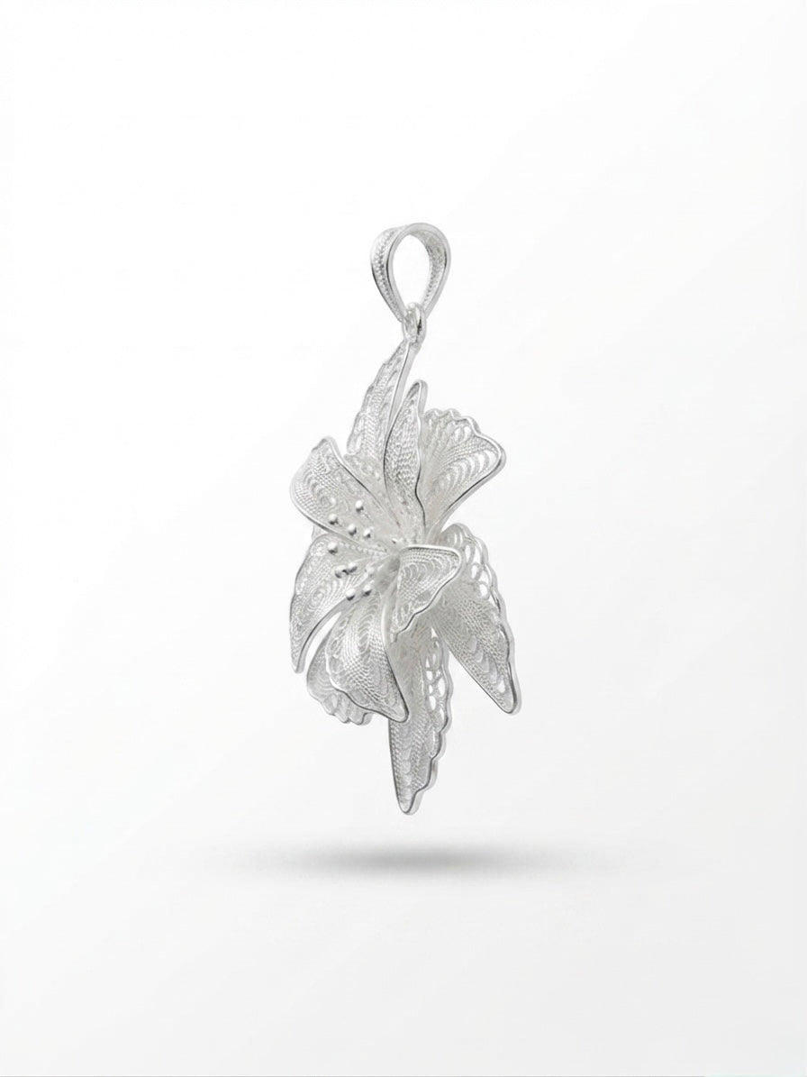 925 Sterling Silver Starlily Filigree Pendant For Women