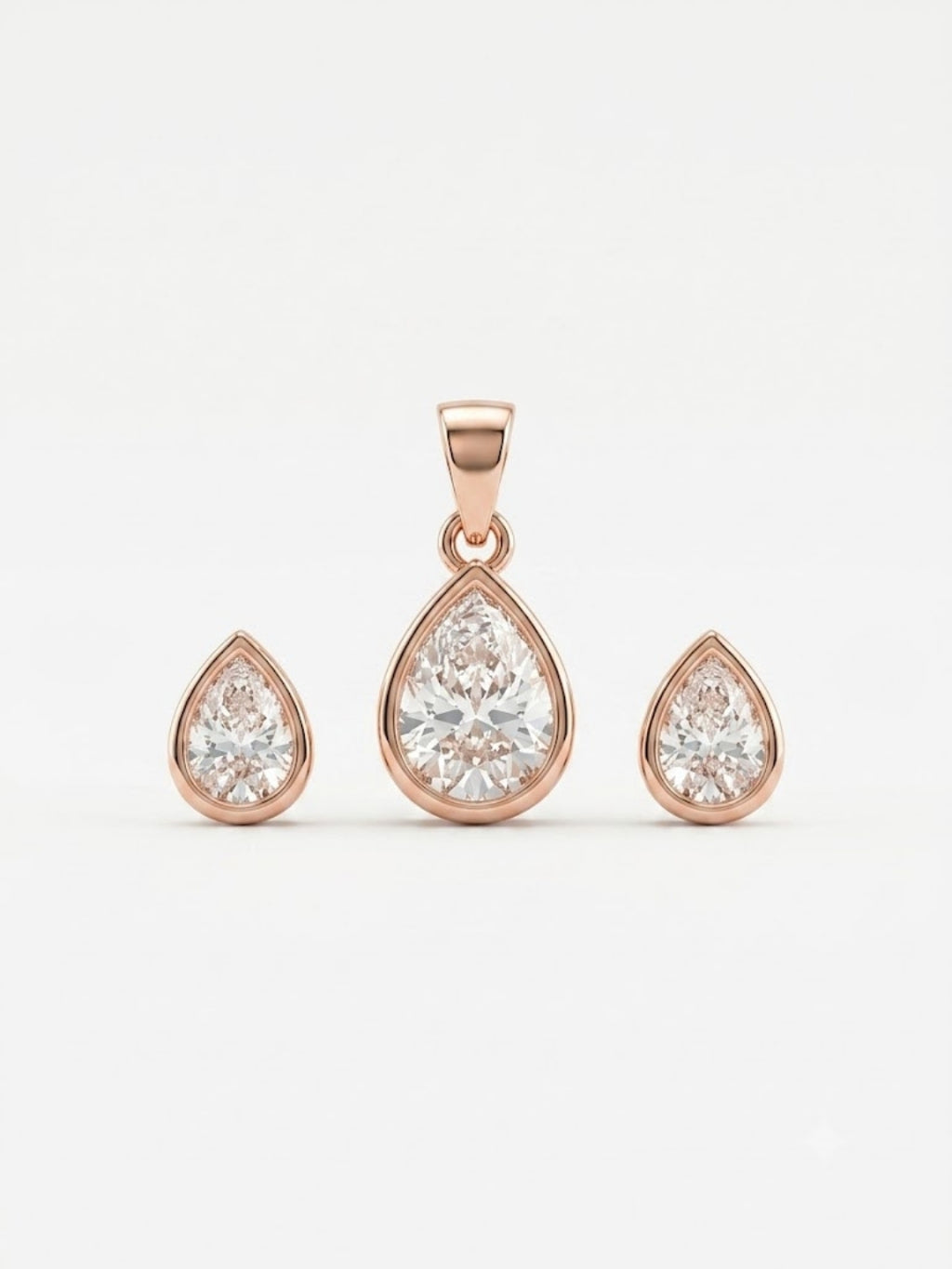 925 Sterling Silver Elegant Teardrop Sparkle Pendant Set with Earrings