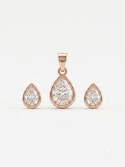925 Sterling Silver Elegant Teardrop Sparkle Pendant Set with Earrings