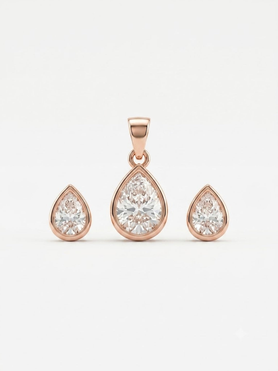 925 Sterling Silver Elegant Teardrop Sparkle Pendant Set with Earrings