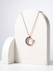 925 Sterling Silver Luna Noir Crescent Star Necklace for Women